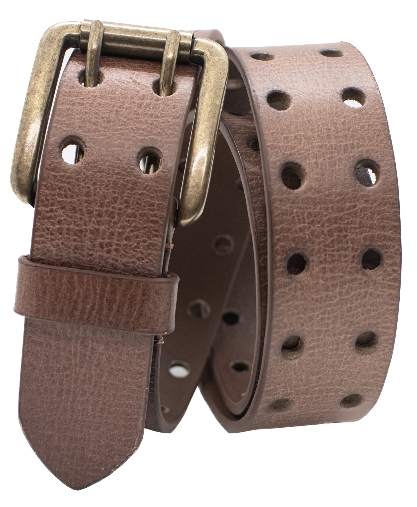 Vintage Buffalo Leather 2-Hole Casual Belt - Brown