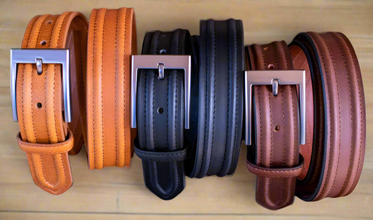 Tan, Black, Brown Leather Dress Belts