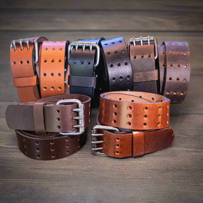 Triple prong leather belts, full grain leather belt, three prong belt, three hole belt, thick leather belt, solid leather belt, jeans belts, belts for gun holsters, belts for jeans, brown leather belt, tan leather belt, black leather belt