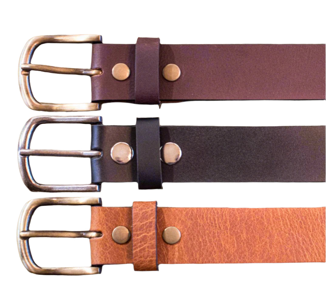 Oil Pull-Up Buffalo Leather Casual Belts - 3 Colors