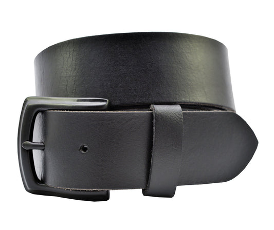 Full Grain Buffalo Solid Leather Belt - Black - TBS3600-001