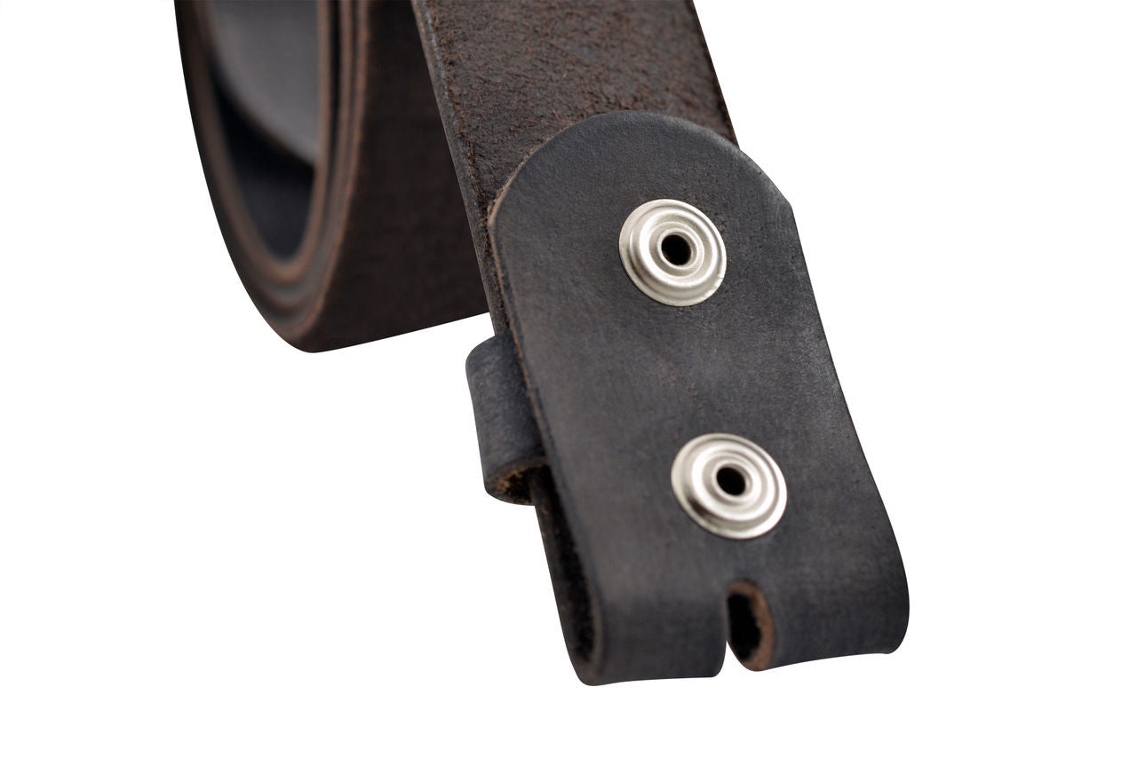 Vintage Full Grain Buffalo Leather Belt Strap - Black