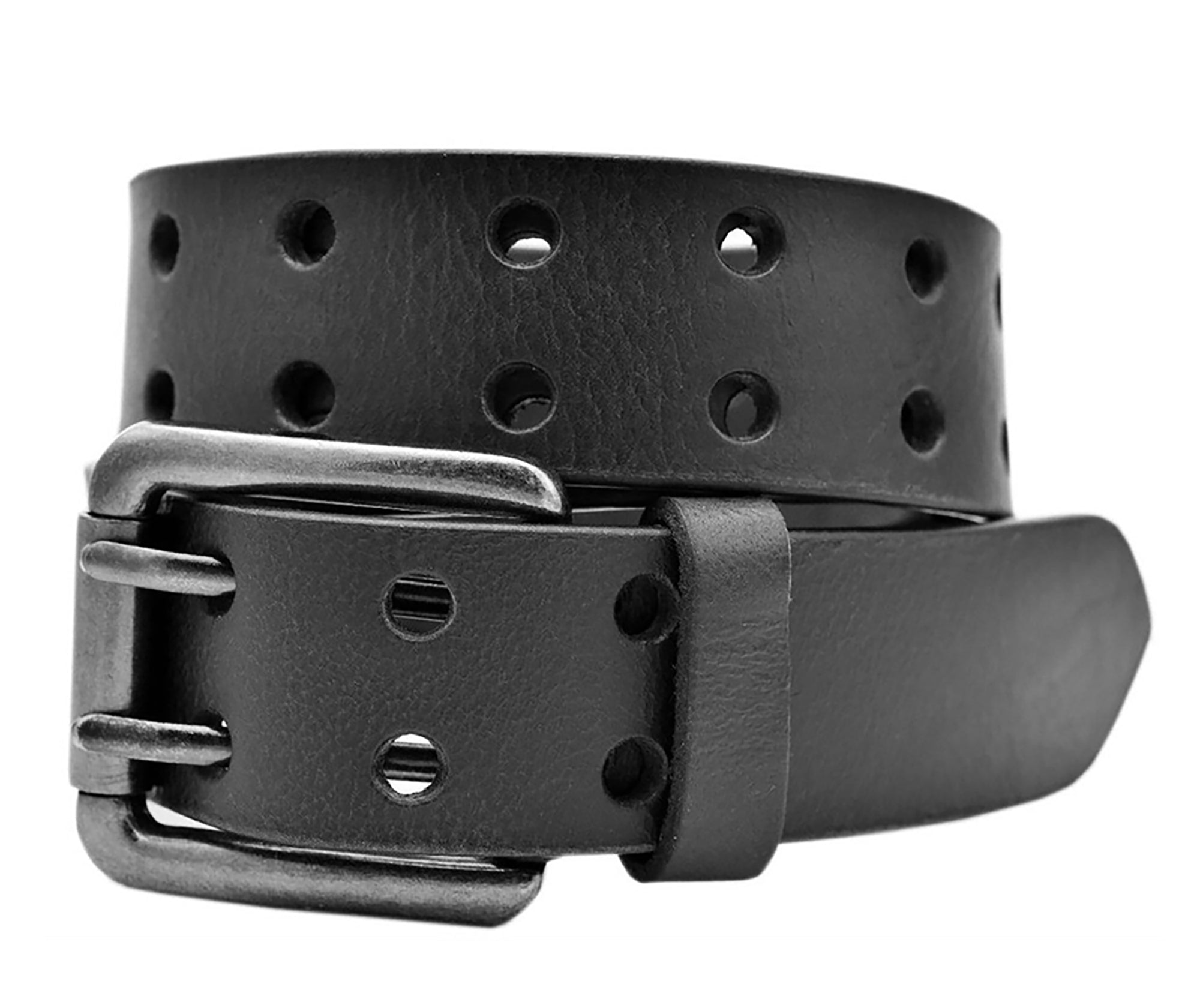 Full Grain Genuine Buffalo 1 1/2 Casual Belt Black Nickel Roller