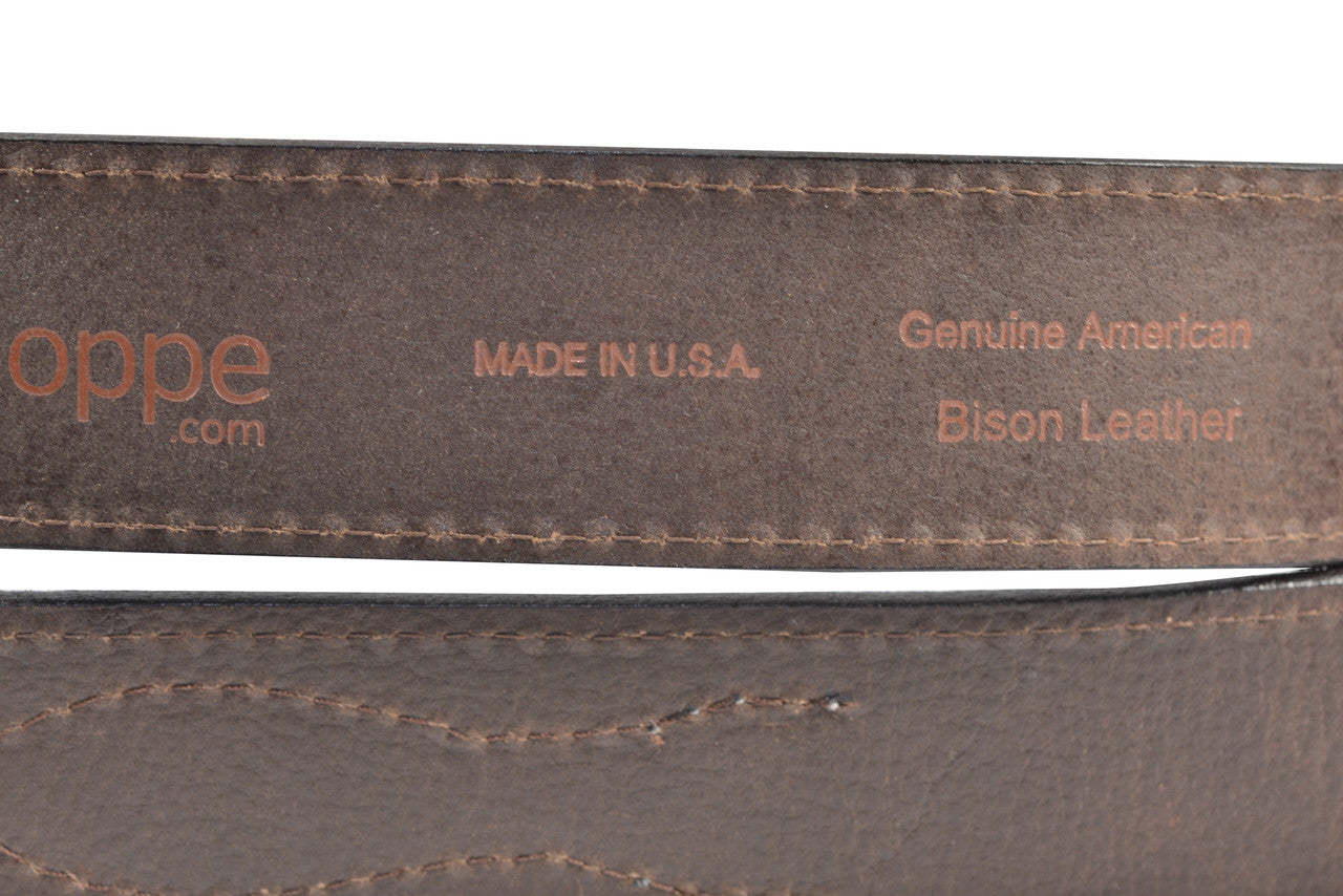 Full Grain Solid Bison Leather Ranger Belt Strap - Made in USA - Tan