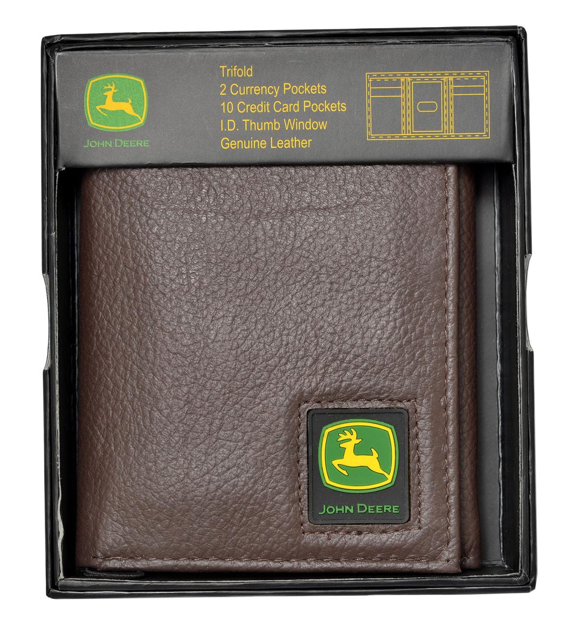 John Deere Pebble Grain Leather TriFold Wallet - Brown - 4012000-200