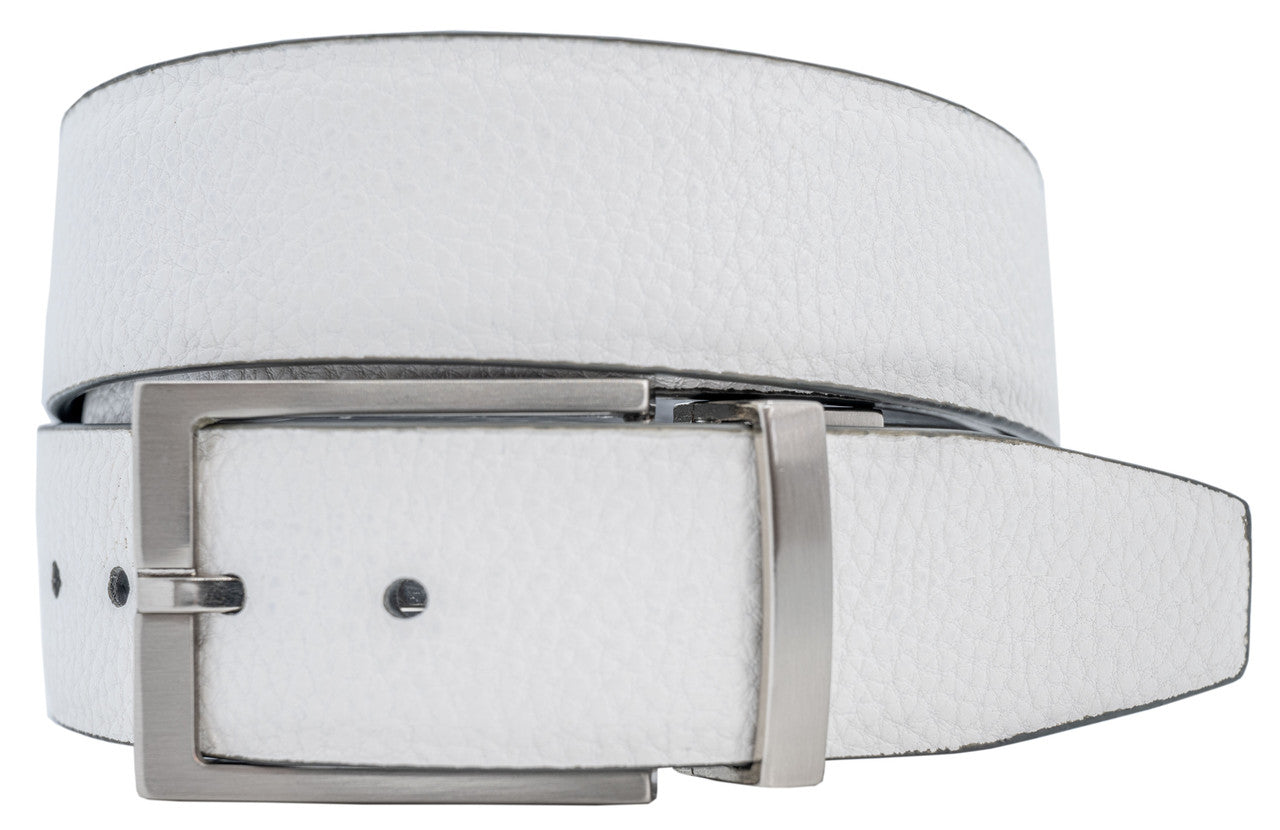 Greg Norman Pebble Grain Reversible Leather Belt - Gray / White