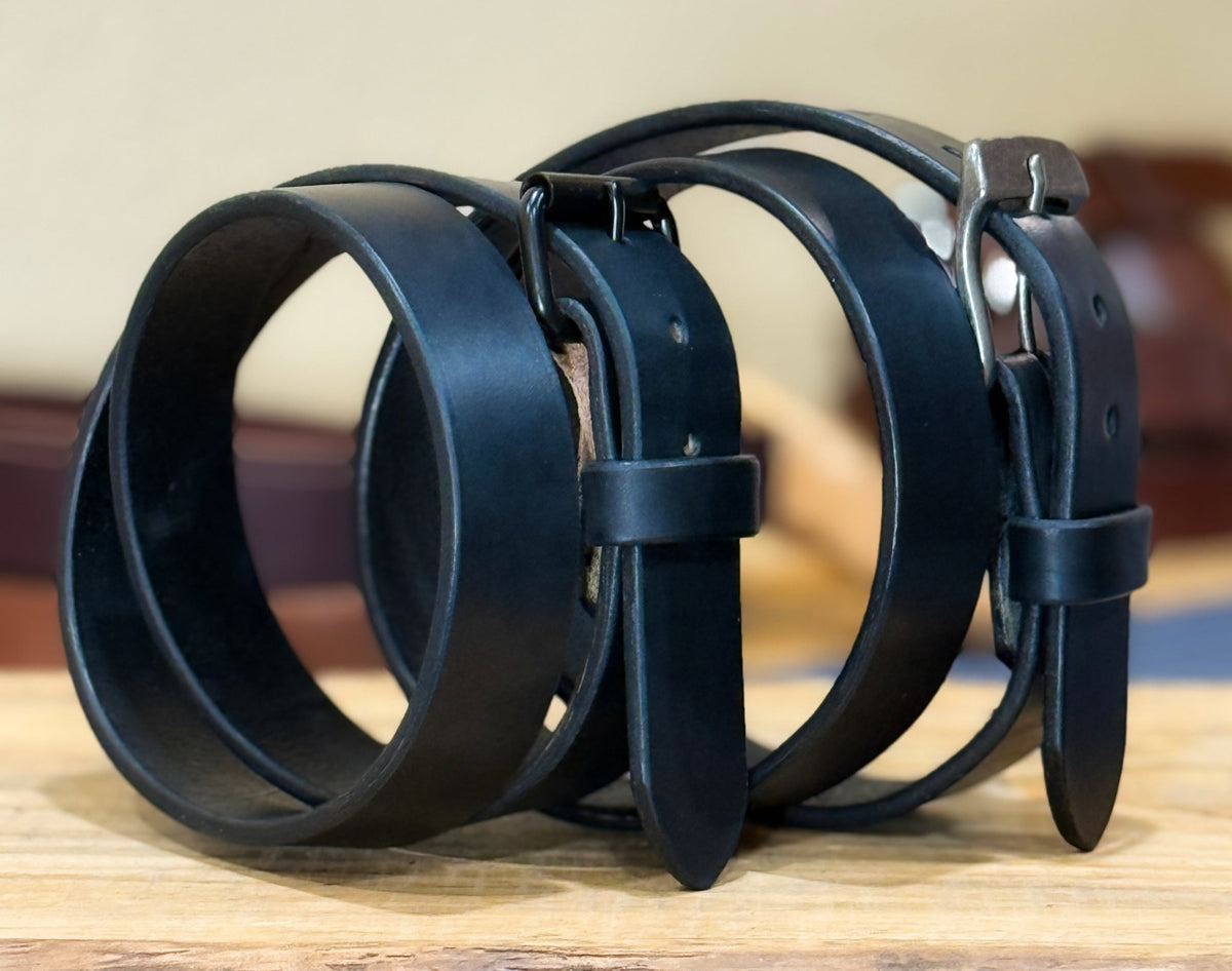 1.5" Black Harness Leather Belt – 13–14oz Extra Thick Full Grain - TheBeltShoppe.com