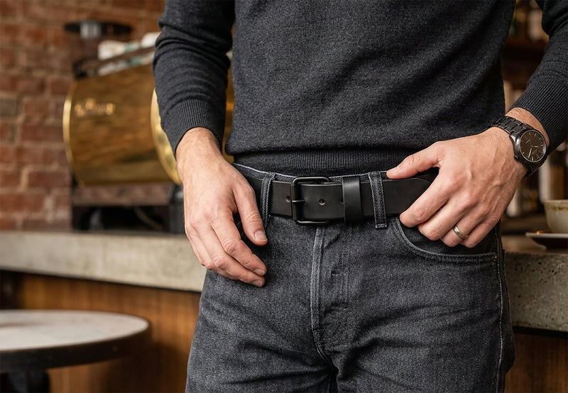 1.5" Black Harness Leather Belt – 13–14oz Extra Thick Full Grain - TheBeltShoppe.com