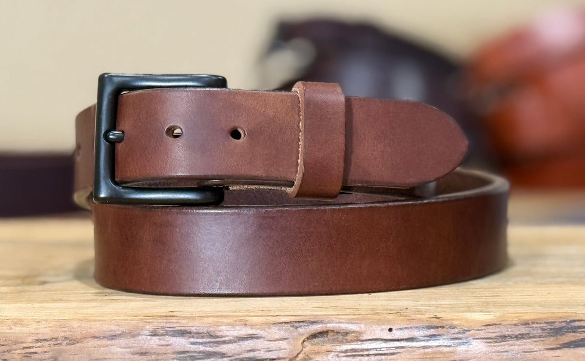 1.5" Brown Harness Leather Belt – 13–14oz Extra Thick Full Grain - TheBeltShoppe.com