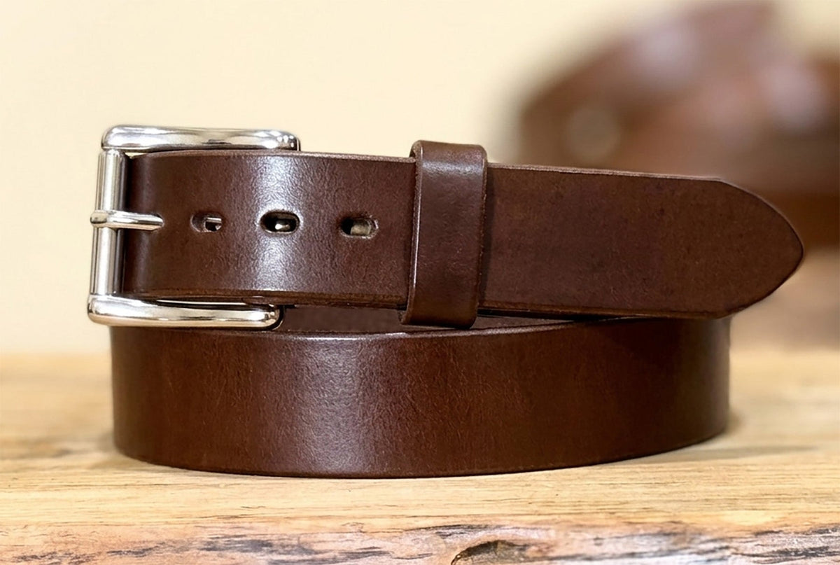 1.5" Brown Harness Leather Belt – 13–14oz Extra Thick Full Grain - TheBeltShoppe.com