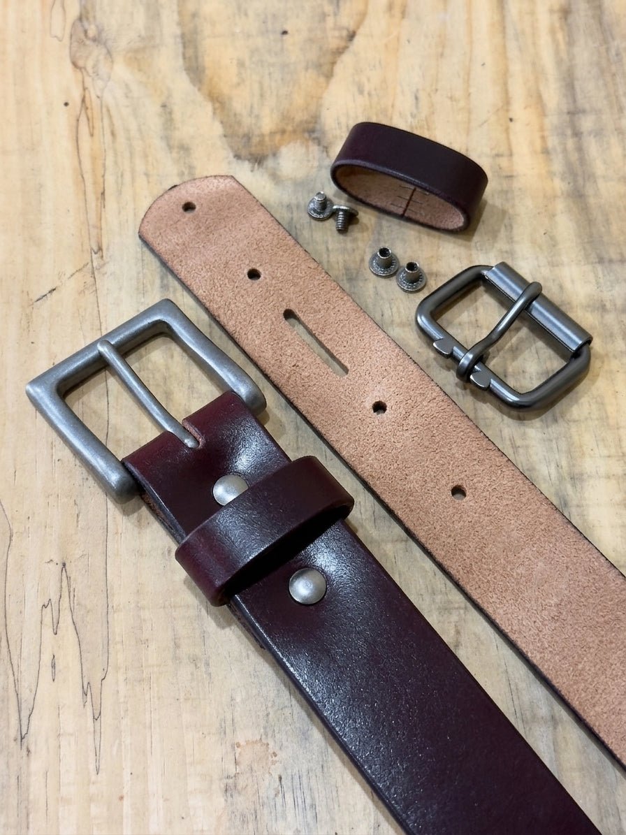 1.5" Dark Burgundy Latigo Leather Belt – Full Grain (11–12oz) - TheBeltShoppe.com