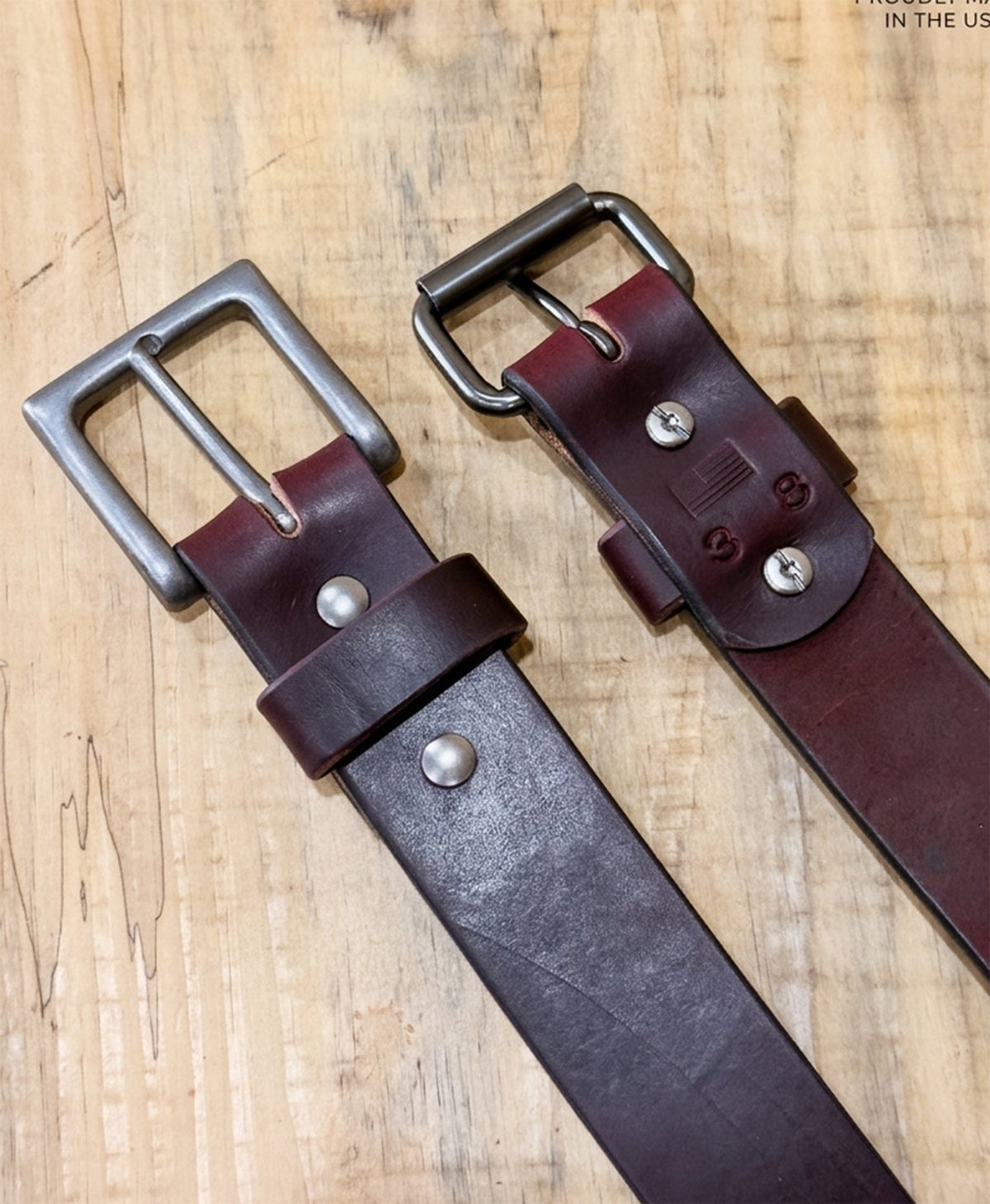 1.5" Dark Burgundy Latigo Leather Belt – Full Grain (11–12oz) - TheBeltShoppe.com