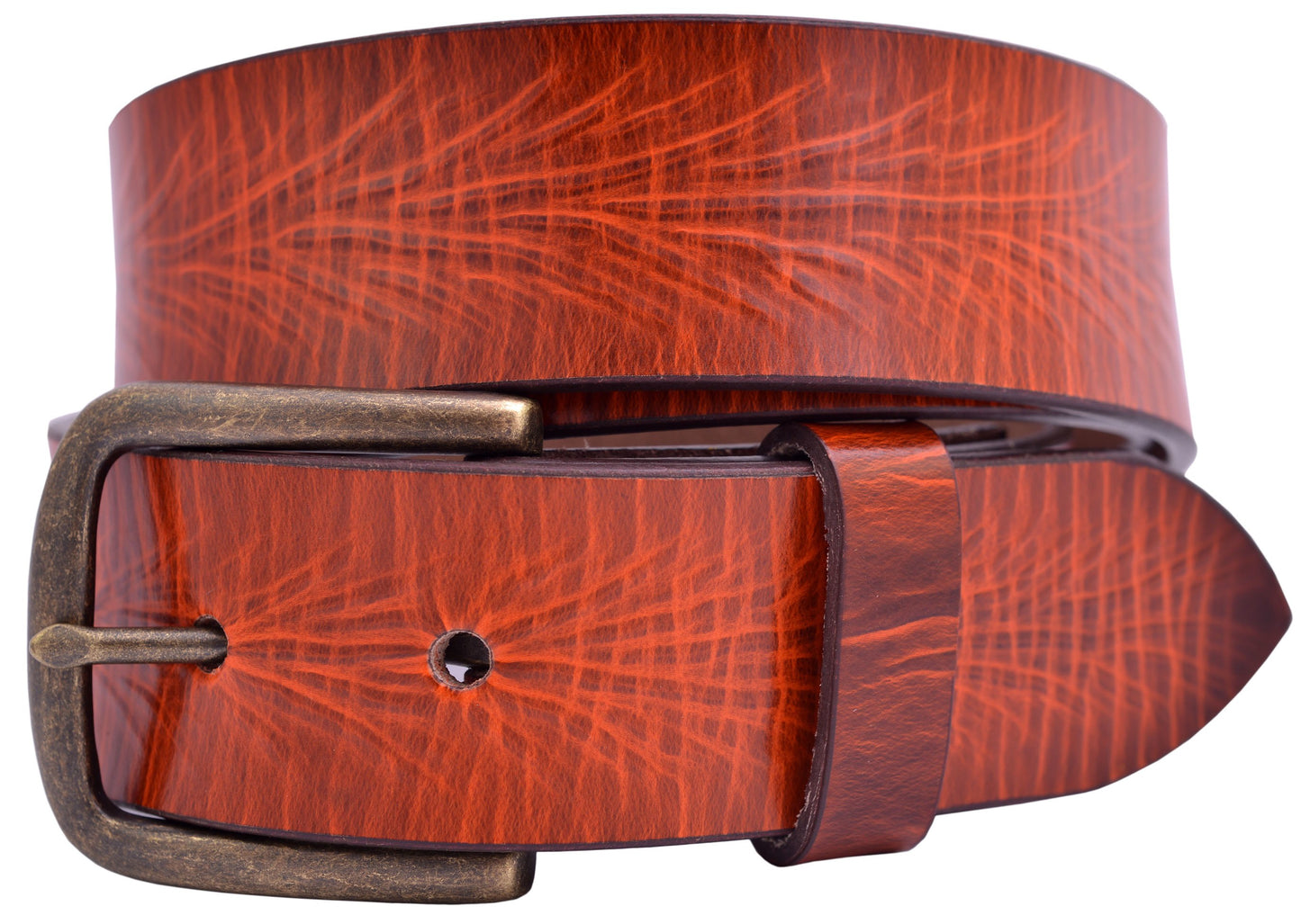 Full Grain Buffalo Leather Aniline Belt - Reddish Brown - TBS3320-750