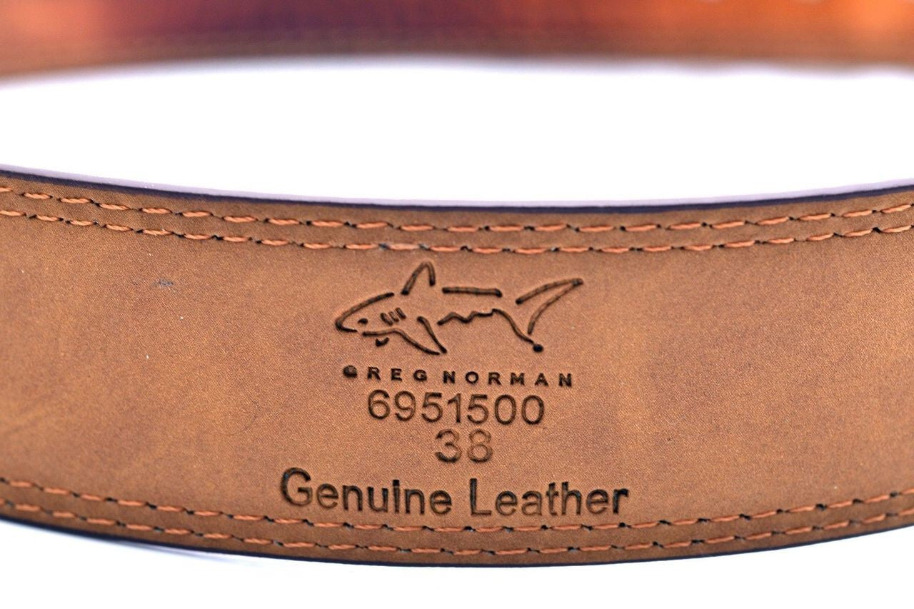 Greg Norman Crocodile Print Leather Belt - Black 6951500-001