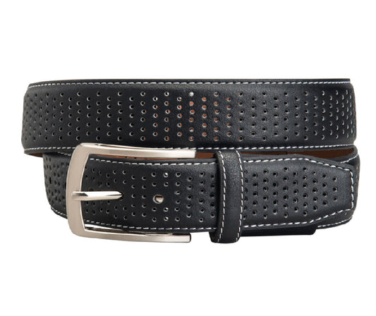 Greg Norman Perforated Leather Golf Belt - Black - 6959500-001