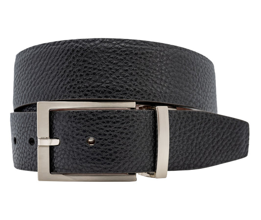 Greg Norman Pebble Grain Reversible Leather Belt - Black / Brown