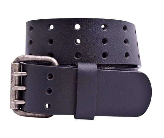 Milled Buffalo Leather Jeans Belt - 1.75" Wide - Three Hole Design