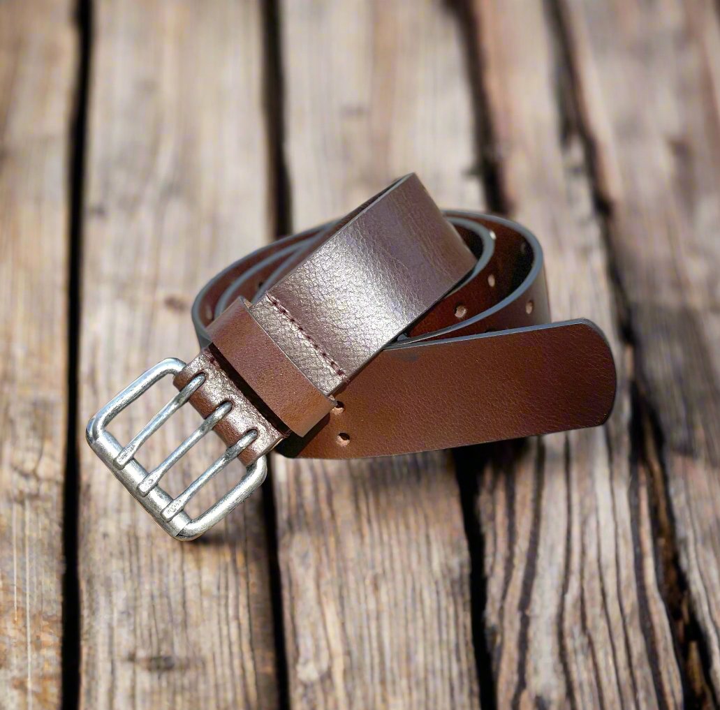 Full Grain Three Hole Belt - Three Hole Triple Prong - Brown Color