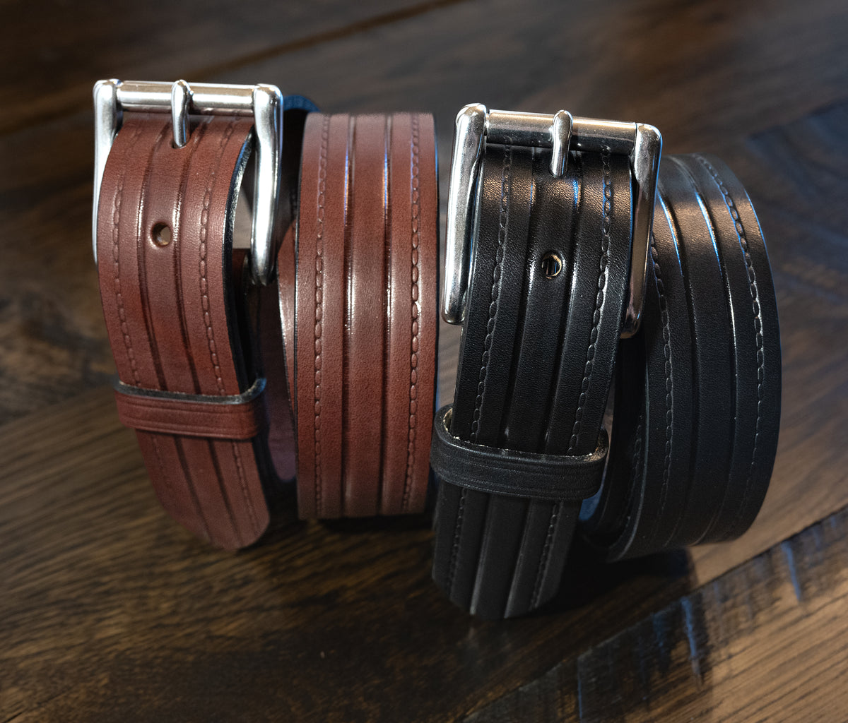 The Rancher: Embossed Lines Heavy Duty Belt - 1.5"