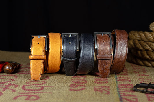 The Vail: Pebble Grain Buffalo Leather Belt - 1.25"