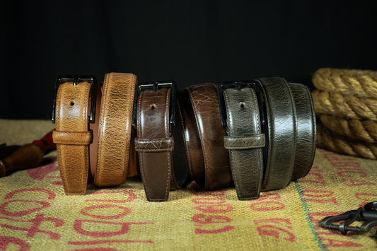 Buffalo Leather Glazed Finish Dress Belts - 1.25" Wide