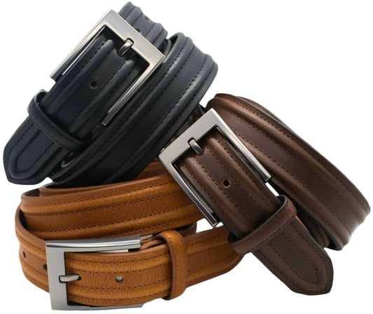 Buffalo leather dress belts in 3 colors