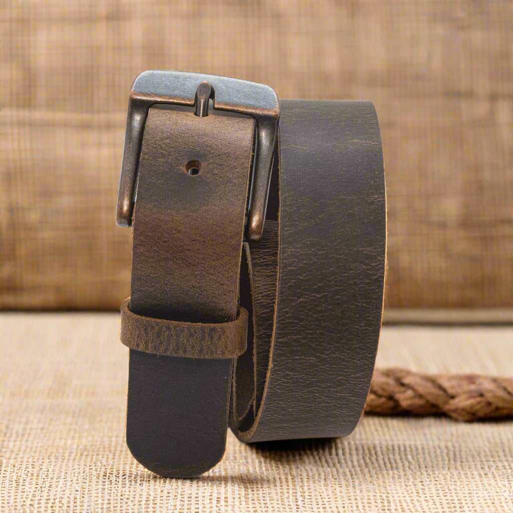 Water Buffalo Leather belt with crazy horse finish