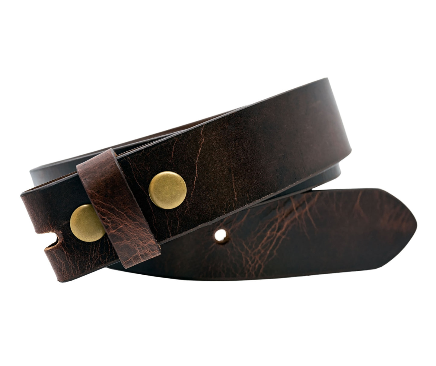 Full Grain Aniline Buffalo Solid Leather Belt Strap - Red Brown