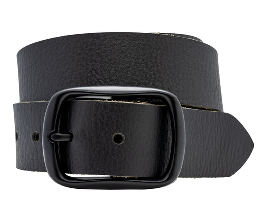 Full Grain Milled Buffalo Leather Belt - Black - TBS5505-03-001