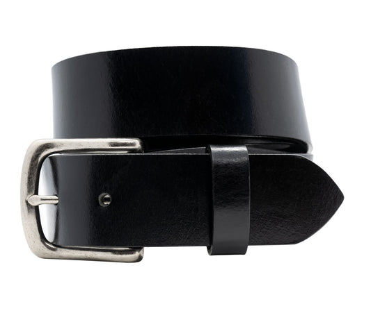 Full Grain Buffalo Solid Leather Belt - Black - TBS3102-001