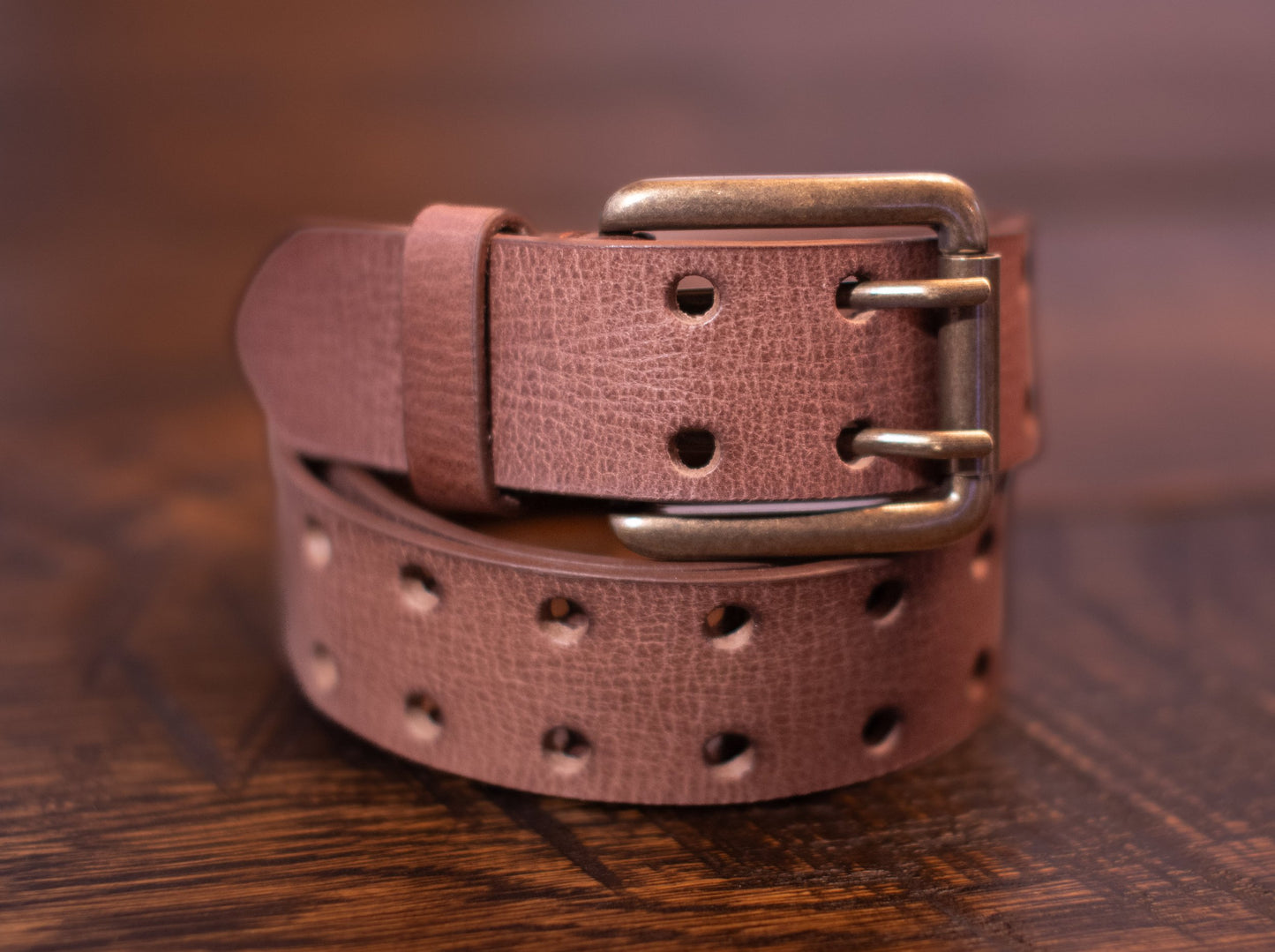 Double Prong Full Grain Buffalo Leather Belt - 1.5" Wide - Multiple Colors