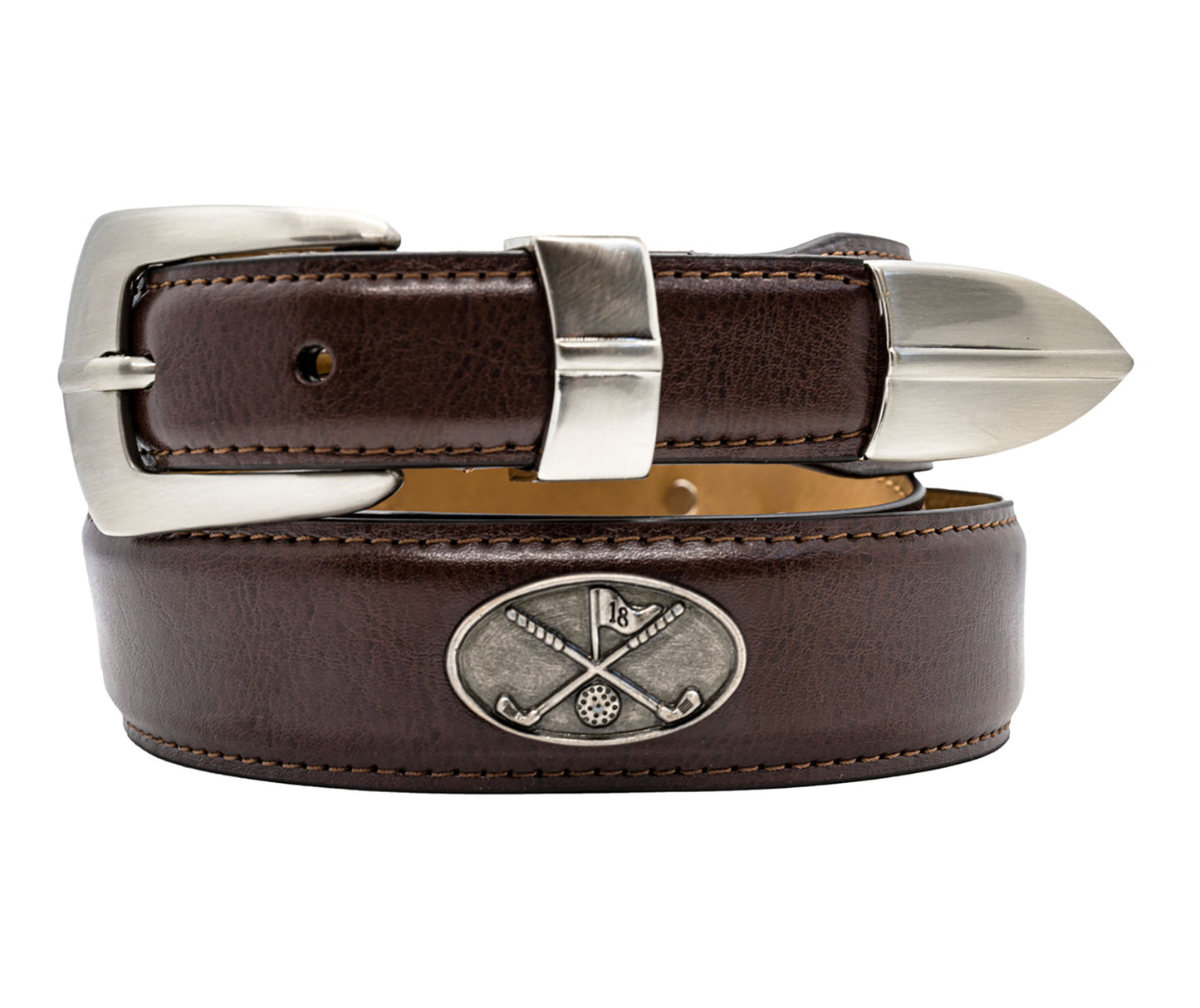 Greg Norman Tapered Leather Golf Belt with Conchos - Brown