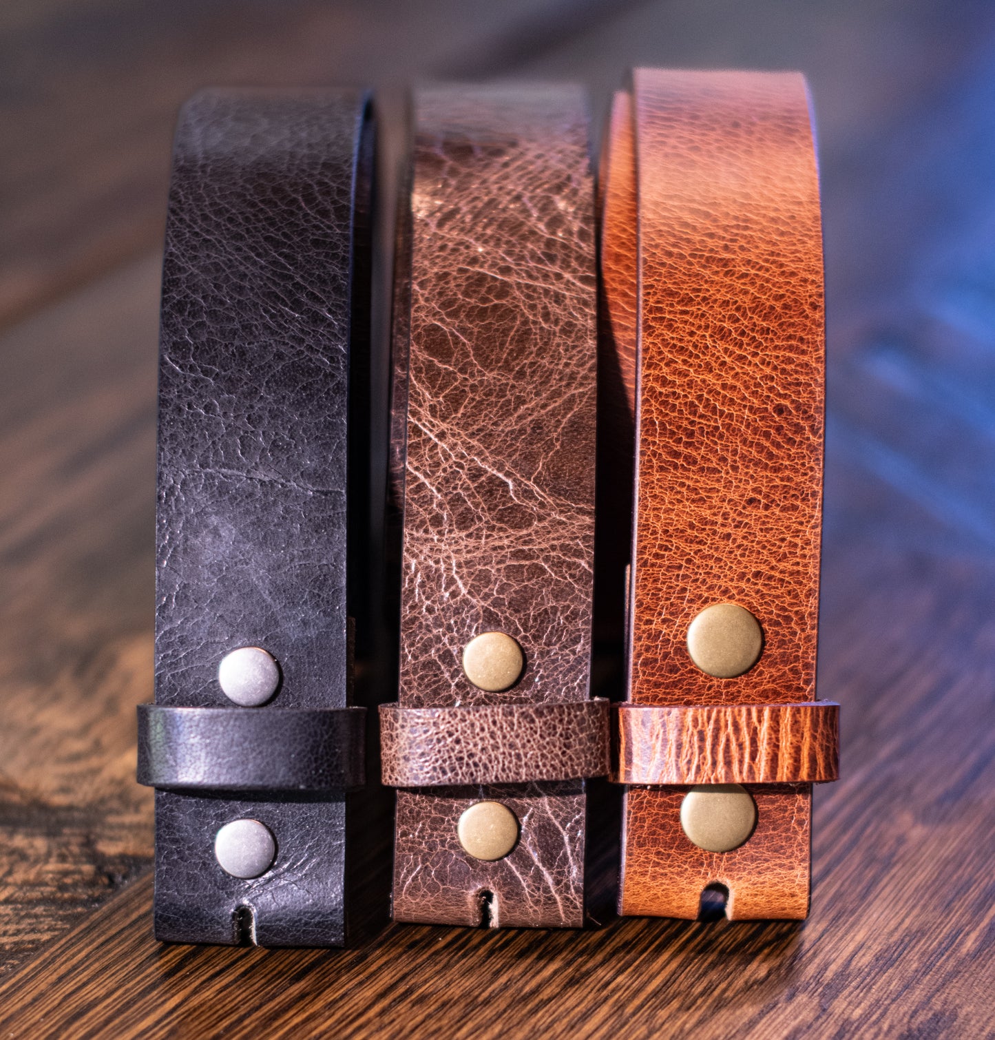 Glazed Finish Buffalo Leather Belt Strap - 1.5" Wide