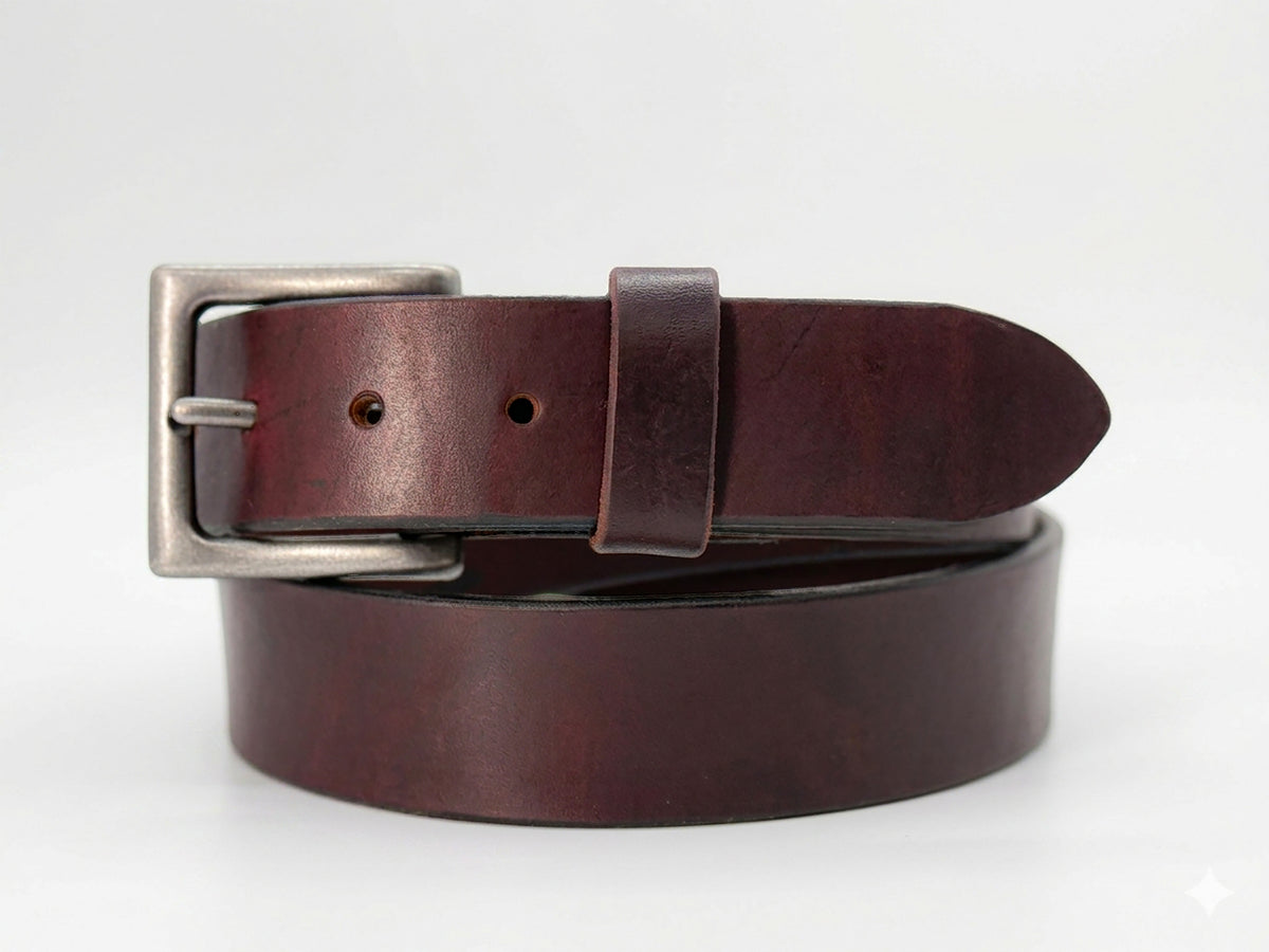 Dark Burgundy Latigo Leather Belt – 1.5" Full Grain (11–12oz)