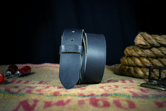 Full Grain Buffalo Leather Milled Belt Strap - 1.5" Wide - Black