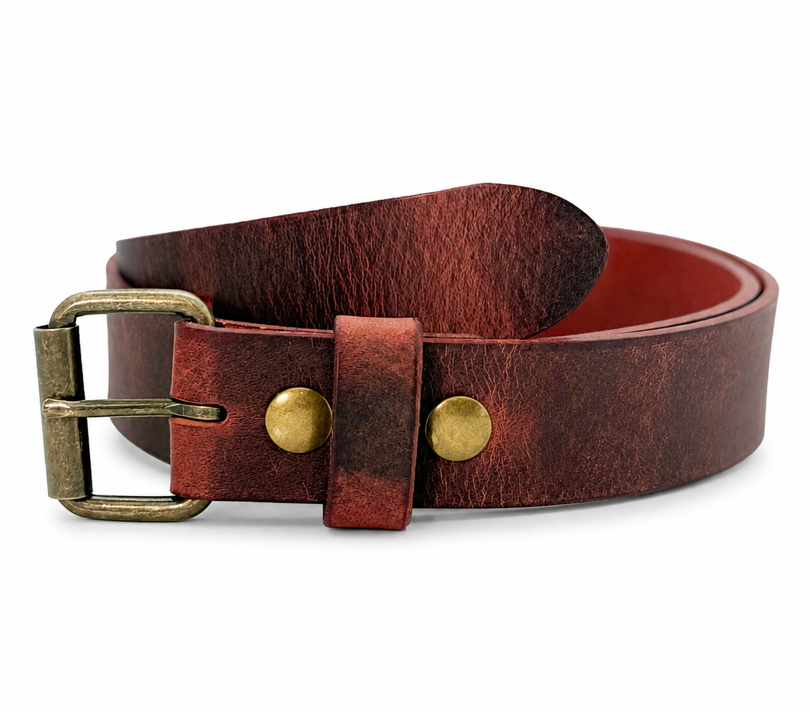 The Crazy Horse: Full Grain Pull-Up Leather Belt 1.5" - Chestnut - USA Handmade