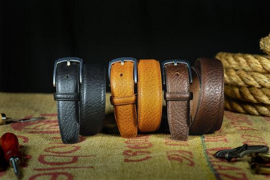 Buffalo Leather Shrunken Finish Dress Belts - 1.25" Wide