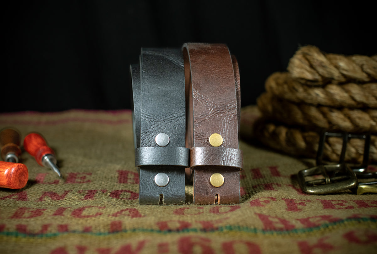 The Gunny: Shrunken Full Grain Buffalo Leather Belt Strap - 1.5"