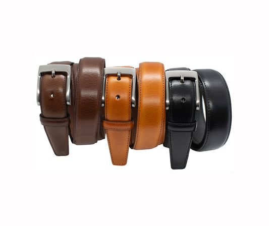 Buffalo Smooth Leather Dress Belts - Black, Brown, or Tan