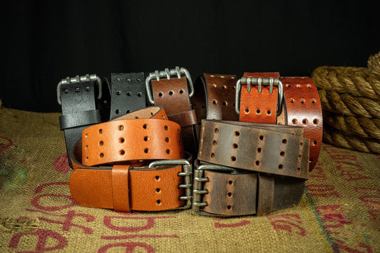 buffalo leather belt, triple prong, three prong, three hole, full grain heavy duty leather belt, genuine leather belt