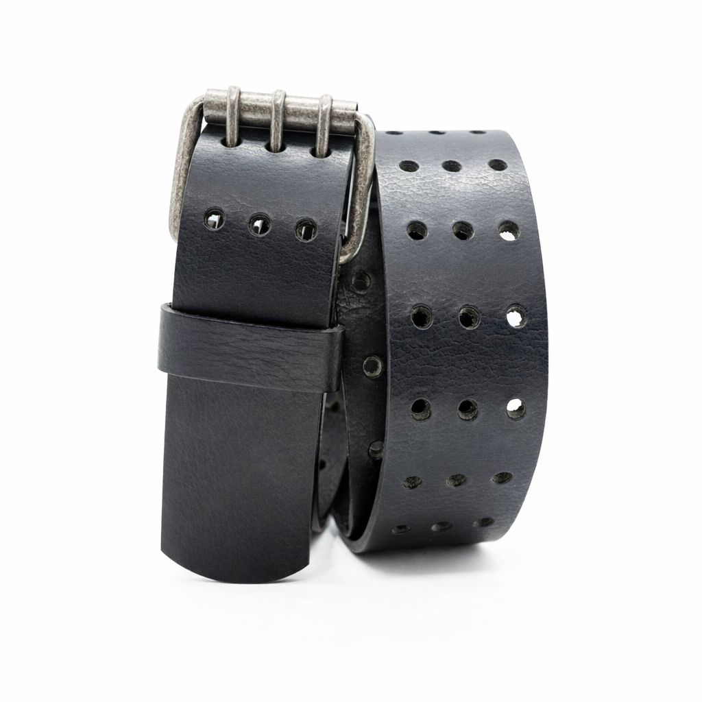 The Bronco: Triple Prong Buffalo Leather Belt - 1.75"