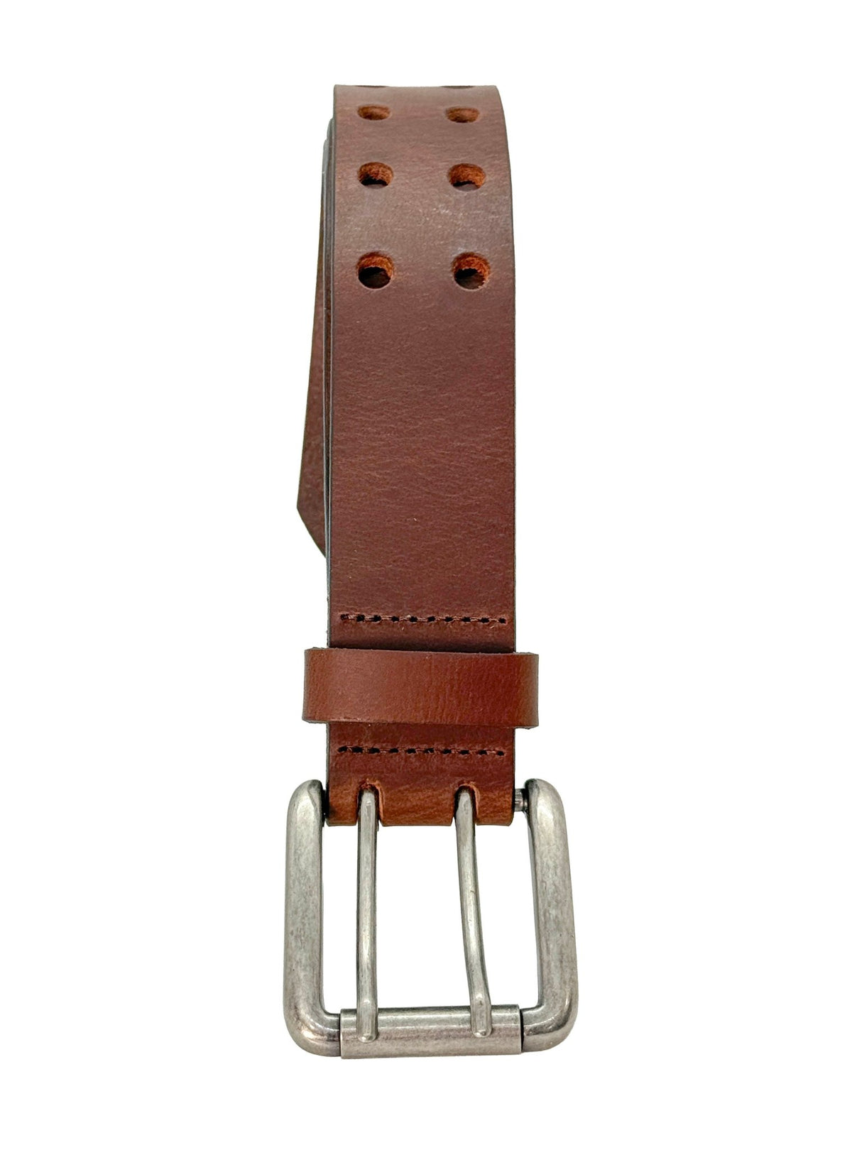 Brown Double Prong Leather Belt, Full Grain Buffalo - 1.5" - TheBeltShoppe.com