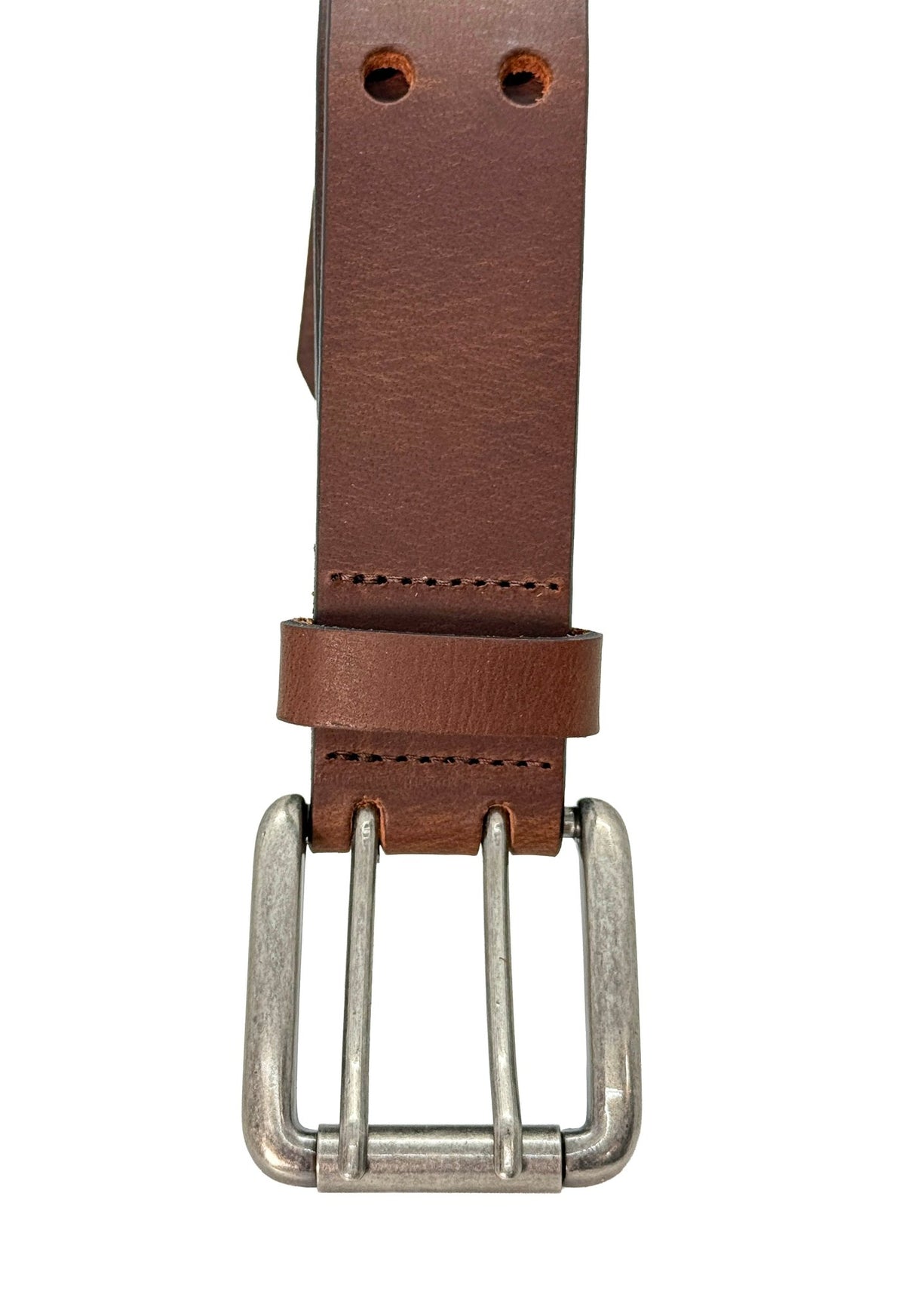 Brown Double Prong Leather Belt, Full Grain Buffalo - 1.5" - TheBeltShoppe.com