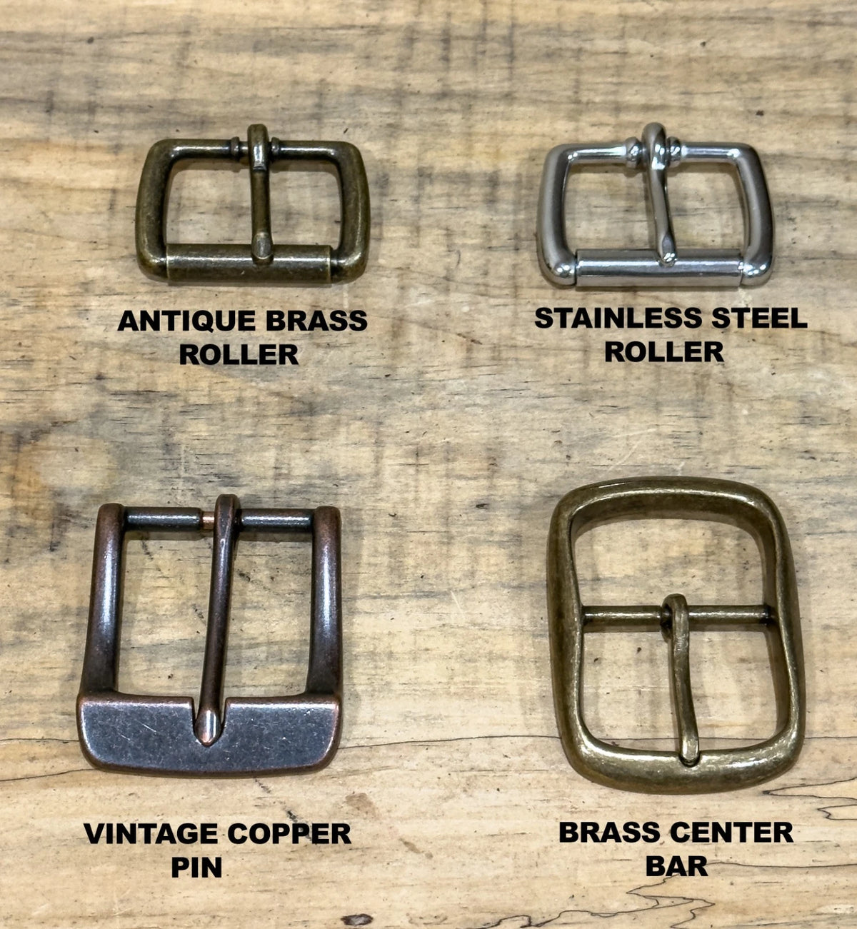 Four removable buckle choices for full grain buffalo leather belt