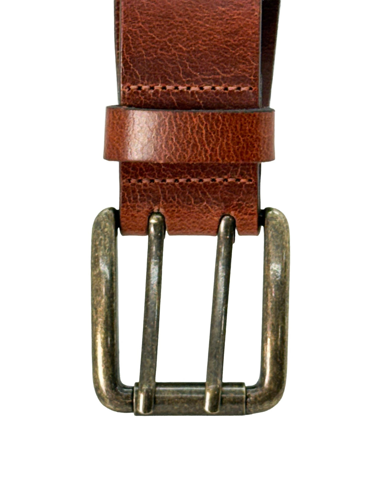 Chestnut Double Prong Leather Belt, Full Grain Buffalo - 1.5" - TheBeltShoppe.com