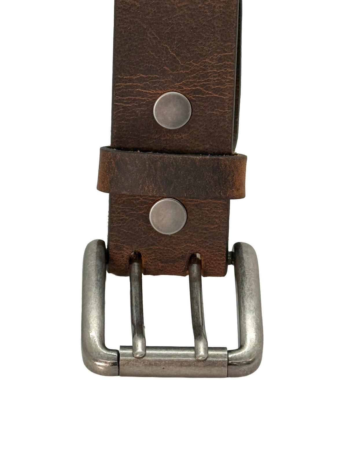 Crazy Horse Brown Double Prong Leather Belt, Full Grain Buffalo - 1.5" - TheBeltShoppe.com