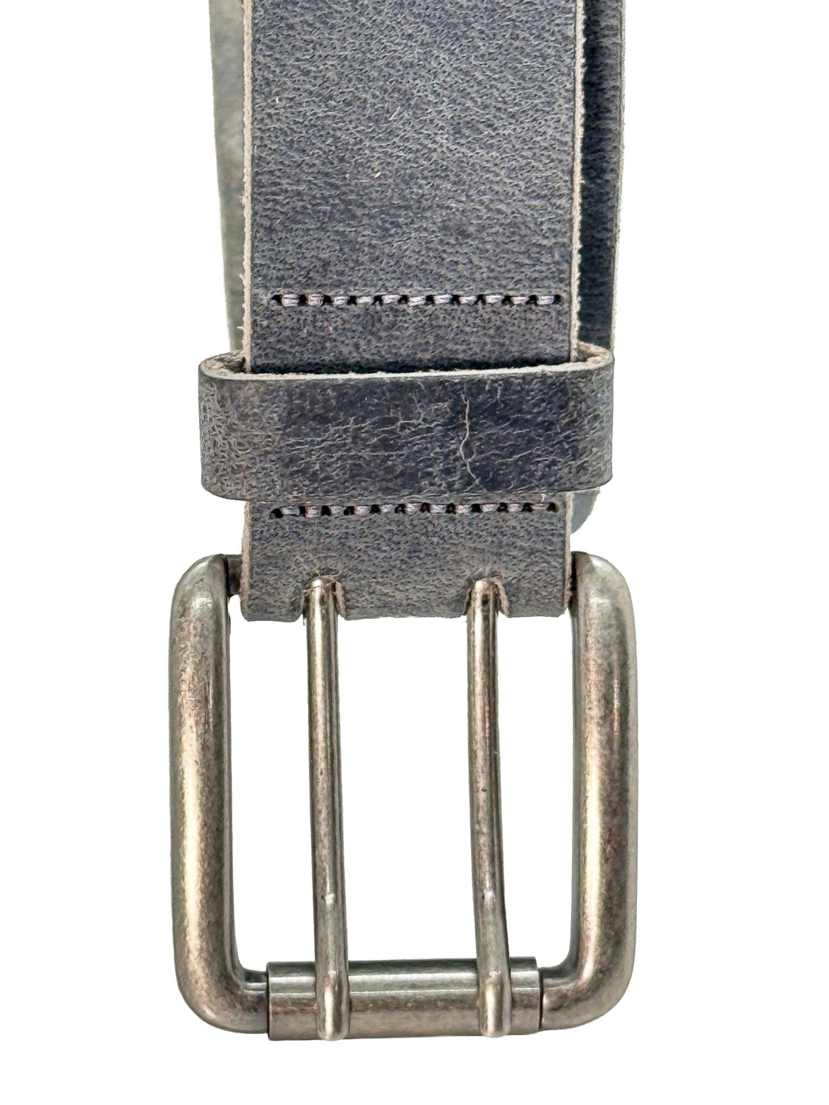 Crazy Horse Gray Double Prong Leather Belt, Full Grain Buffalo - 1.5" - TheBeltShoppe.com