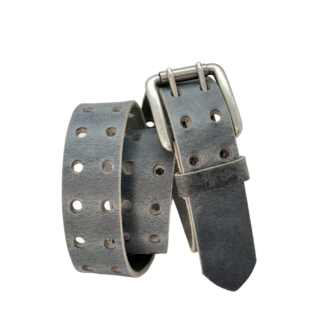 Crazy Horse Gray Double Prong Leather Belt, Full Grain Buffalo - 1.5" - TheBeltShoppe.com