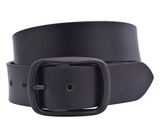 Full Grain Buffalo Solid Leather Belt - Black - TBS2810-001