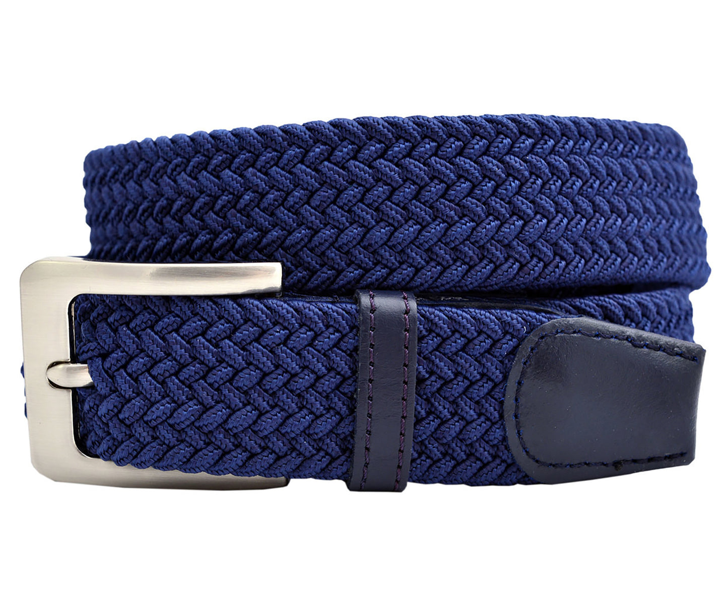 Elastic 1 1/4" Wide Woven Stretch Web Belt - Navy